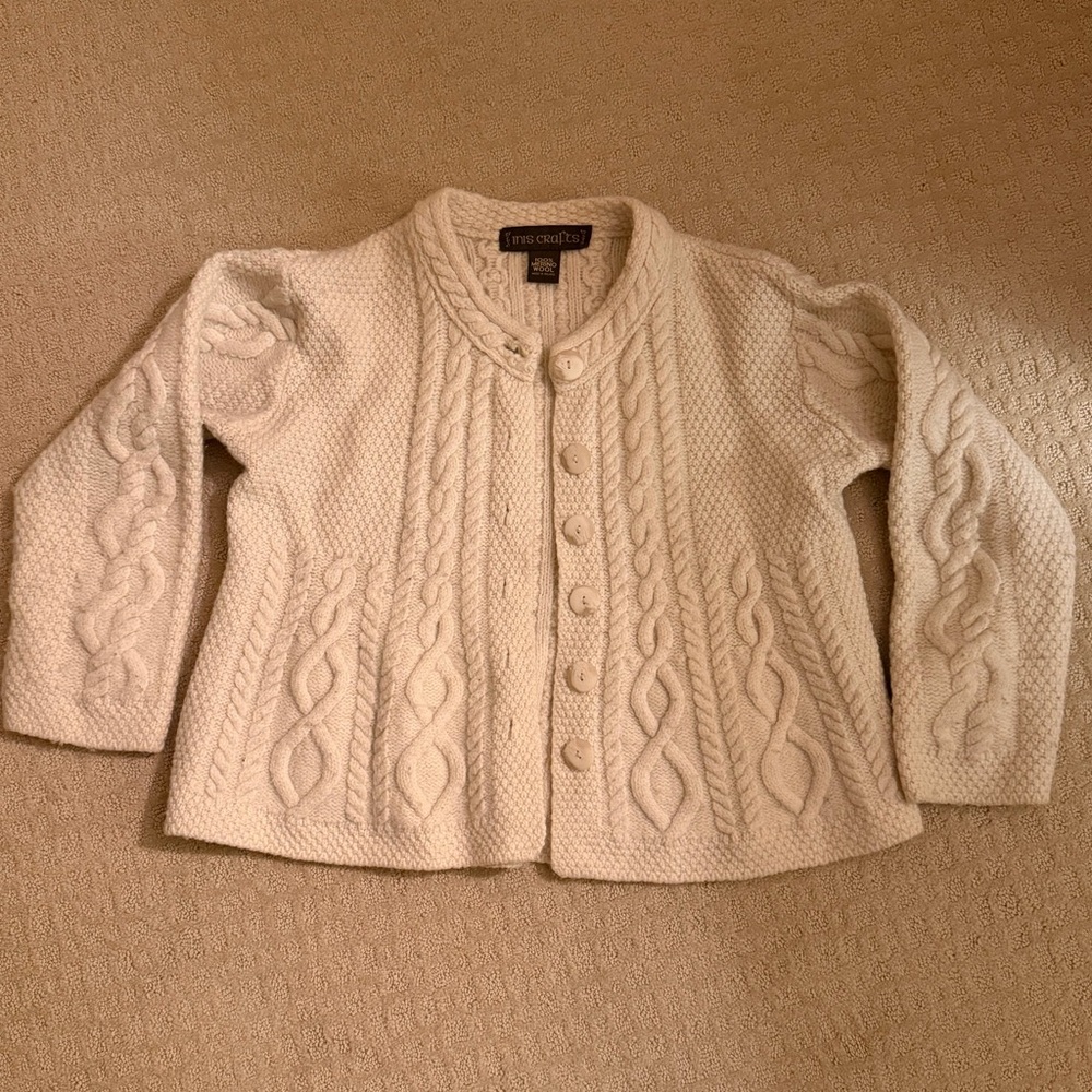 Merino Wool Cable Knit Cardigan - Made in Ireland.
